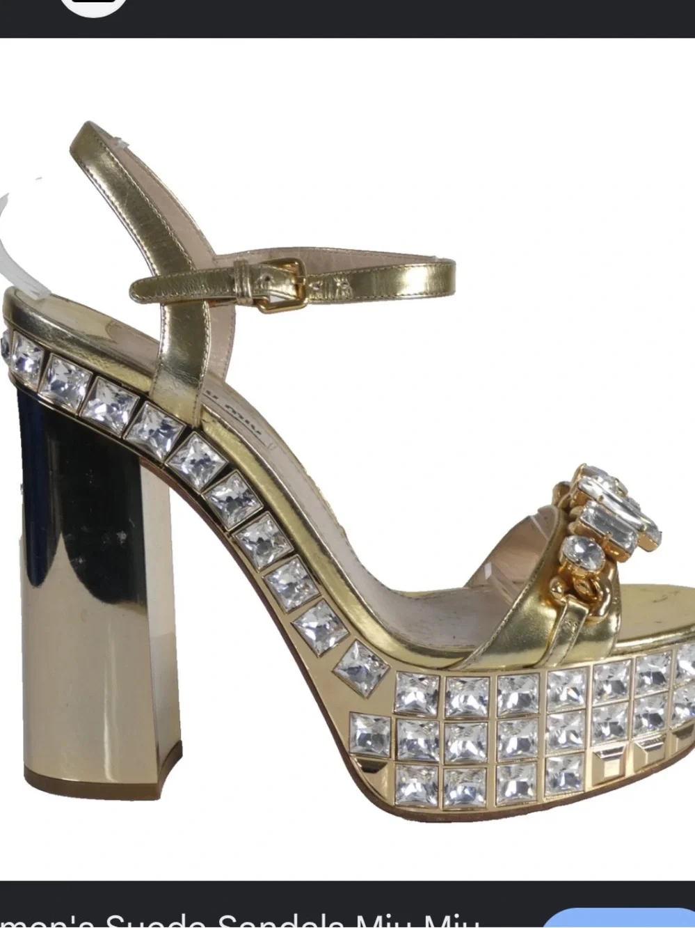 Miu Miu Gold Crystal-Embellished Platform Sandals